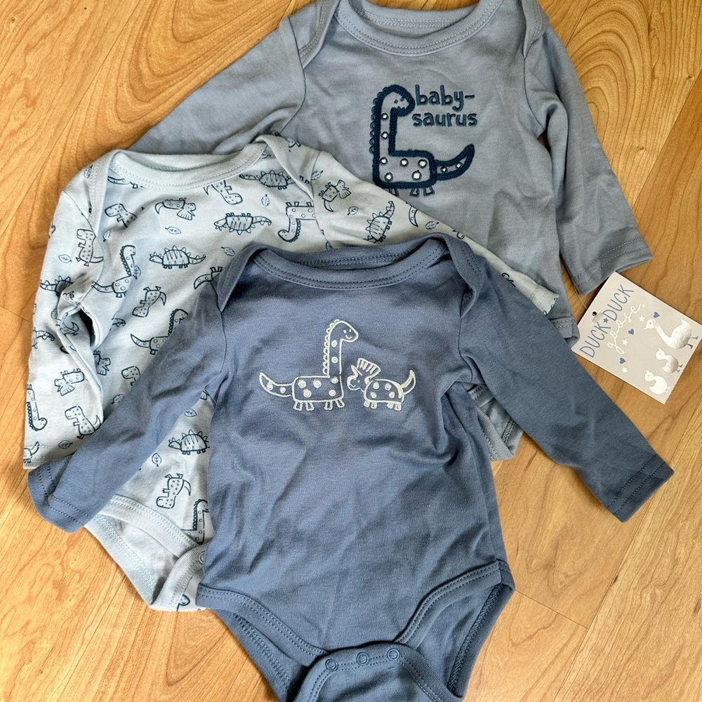 Dino-Themed Kids Bodysuit Set - Blue
